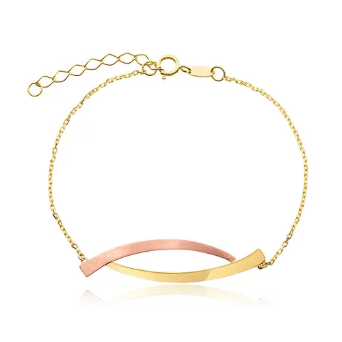Pulseira de Ouro  Cores com Placas Curvas