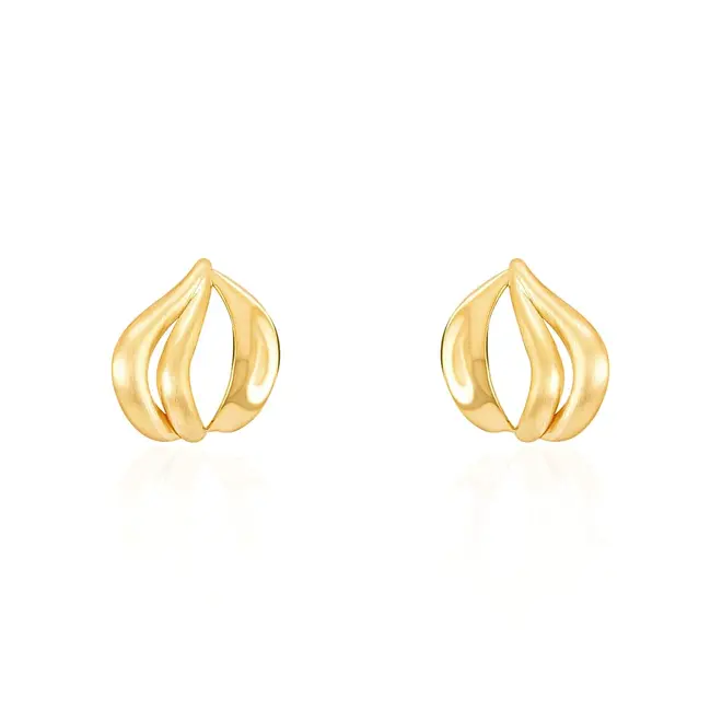 Par de Brincos Ondas  de Ouro Amarelo