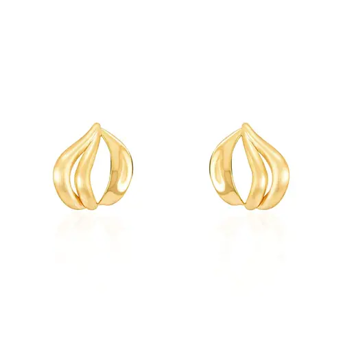 Par de Brincos Ondas  de Ouro Amarelo