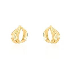 Par de Brincos Ondas  de Ouro Amarelo