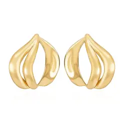 Par de Brincos Ondas  de Ouro Amarelo