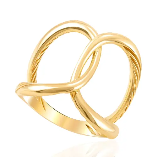 Anel Entrelaçado de Ouro Amarelo