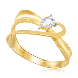 Anel Trabalhado de Ouro Amarelo com Diamante de 3 pts.