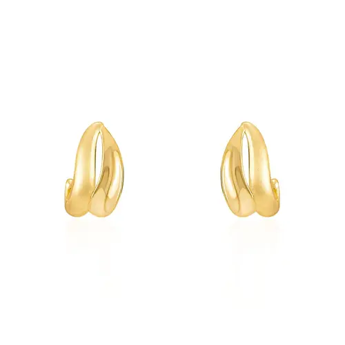 Par de Brincos Ondas de Ouro Amarelo