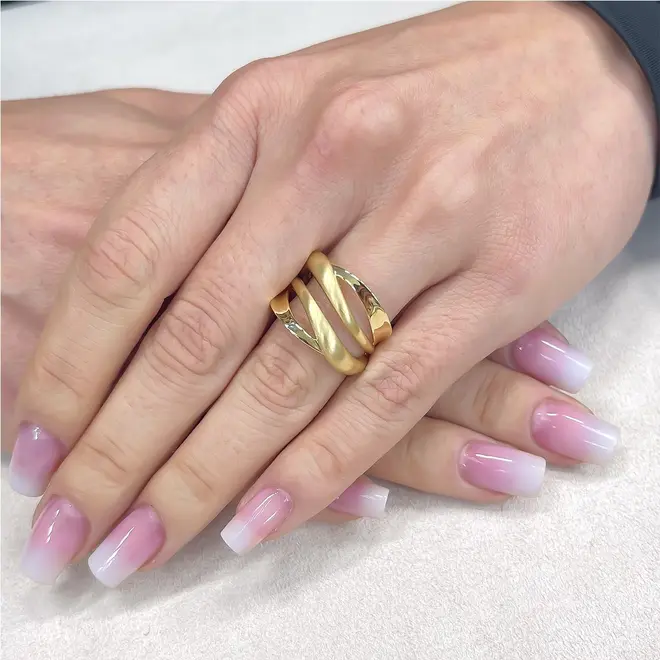 Anel Ondas de Ouro Amarelo