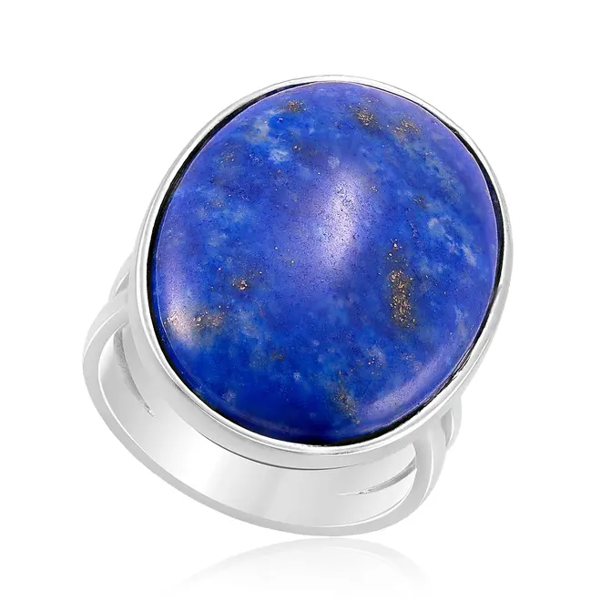 Anel de Prata com Lapis Lazúli Cabochon