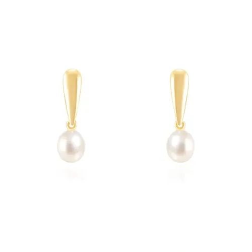 Par de Brincos de Ouro Amarelo com Pérolas