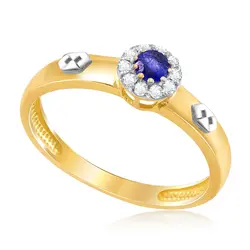 Anel de Formatura de Ouro com Diamantes e Safira