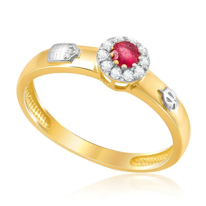 Anel de Formatura de Ouro com Diamantes e Rubi
