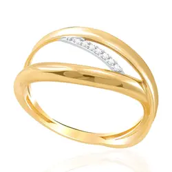 Anel Vazado de Ouro Amarelo com Diamantes