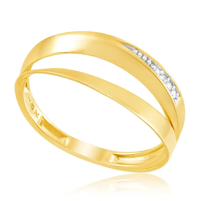 Anel de Ouro Amarelo com Diamantes 121011