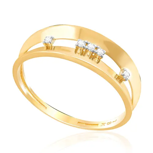 Anel de Ouro Amarelo com Diamantes