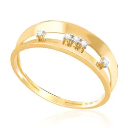 Anel de Ouro Amarelo com Diamantes