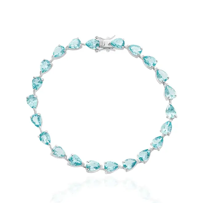 Pulseira Gotas de Prata com Cristais e Apatitas
