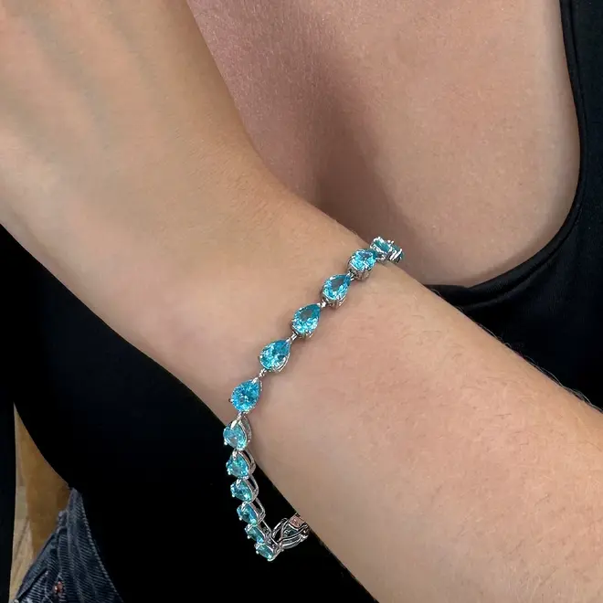 Pulseira Gotas de Prata com Cristais e Apatitas
