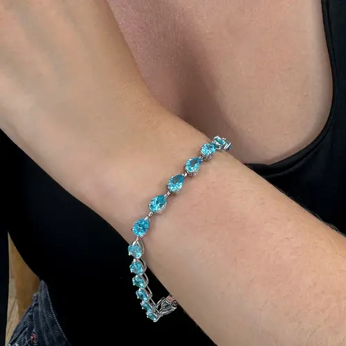 Pulseira Gotas de Prata com Cristais e Apatitas