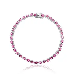 Pulseira de Prata com Cristais e Turmalinas Rosas