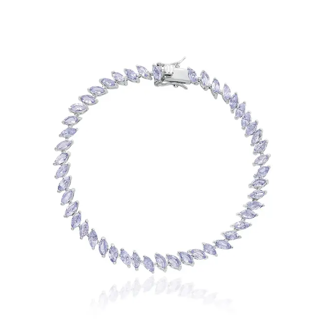 Pulseira de Prata com Tanzanitas Navetes