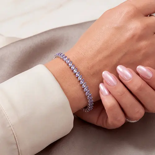 Pulseira de Prata com Tanzanitas Navetes