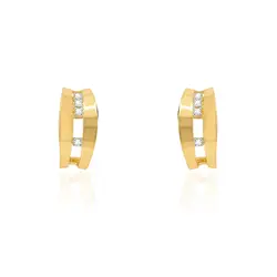 Par de Brincos Vazados de Ouro Amarelo com Diamantes