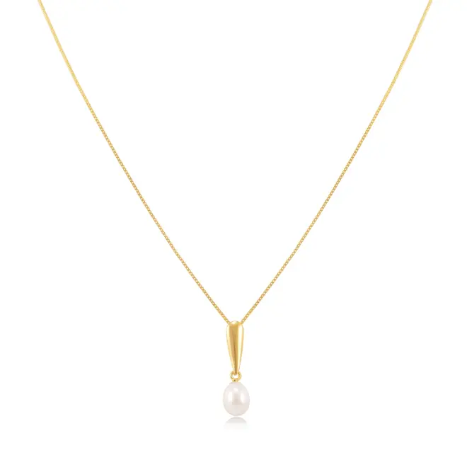 Pingente de Ouro Amarelo com Pérola e Corrente