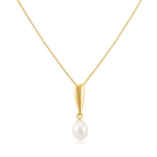 Pingente de Ouro Amarelo com Pérola e Corrente
