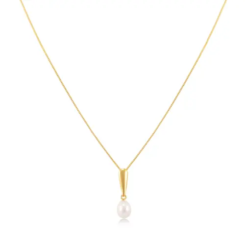 Pingente de Ouro Amarelo com Pérola e Corrente