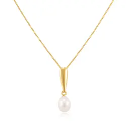 Pingente de Ouro Amarelo com Pérola e Corrente