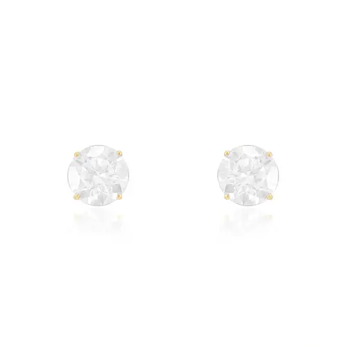 Par de Brincos Solitário de Ouro Amarelo com Diamantes de Laboratório totalizando 50 pts.