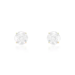 Par de Brincos Solitário de Ouro Amarelo com Diamantes de Laboratório totalizando 50 pts.