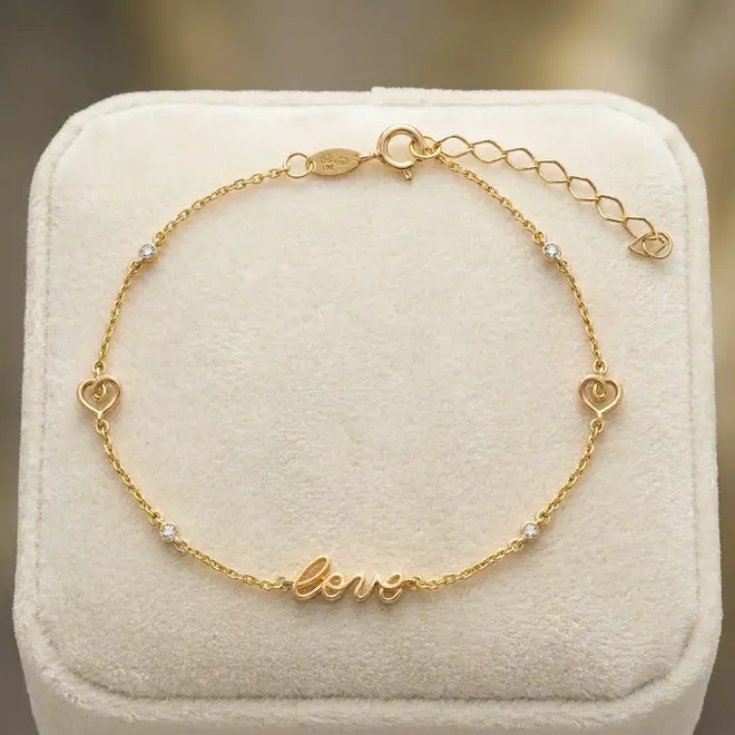 Pulseira Love de Ouro Amarelo com Diamantes