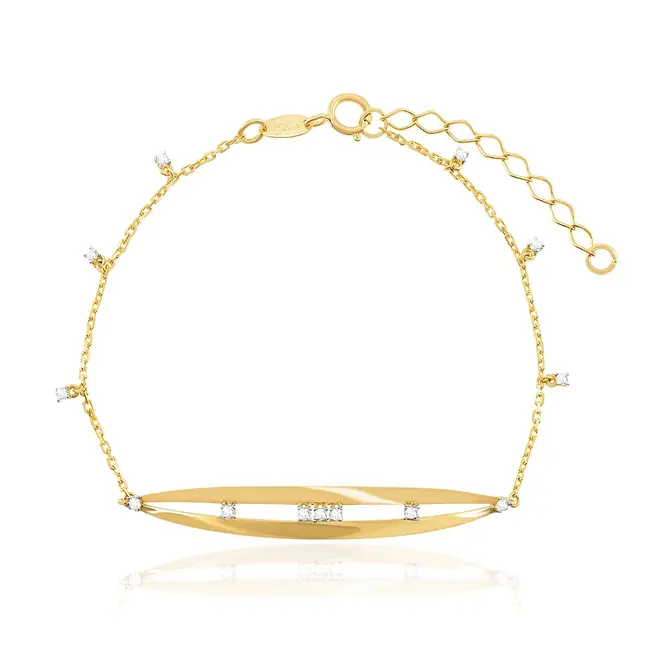 Pulseira Trabalhada de Ouro Amarelo com Diamantes