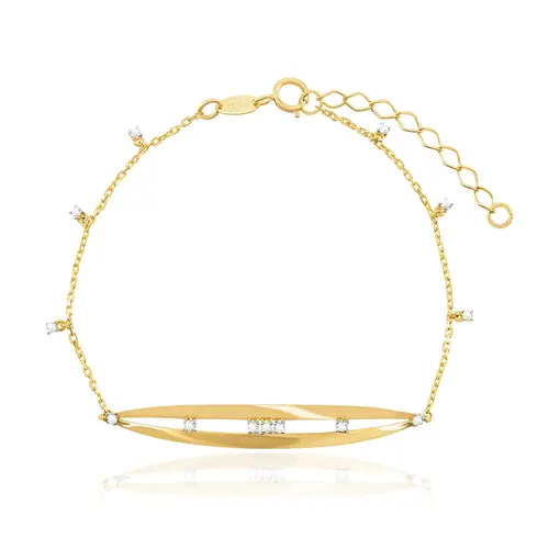 Pulseira Trabalhada de Ouro Amarelo com Diamantes