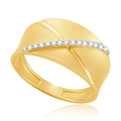 Anel Trabalhado de Ouro Amarelo com Diamantes totalizando 7 pts.