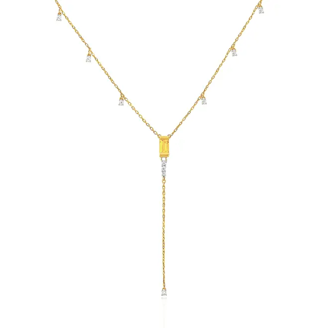 Corrente Elos Cartier de Ouro Amarelo com Citrinos e Safiras Brancas