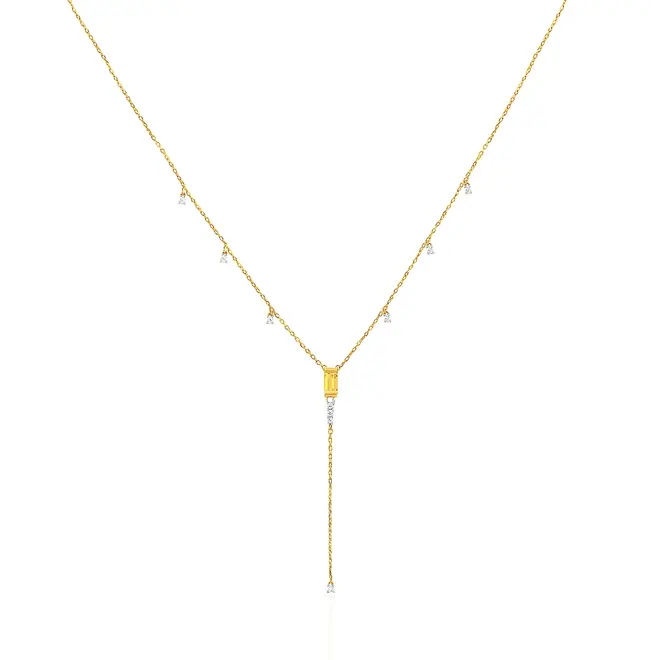 Corrente Elos Cartier de Ouro Amarelo com Citrinos e Safiras Brancas