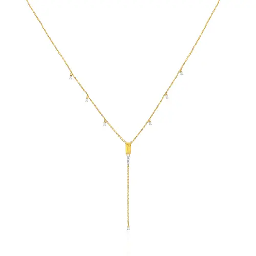 Corrente Elos Cartier de Ouro Amarelo com Citrinos e Safiras Brancas