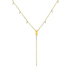 Corrente Elos Cartier de Ouro Amarelo com Citrinos e Safiras Brancas