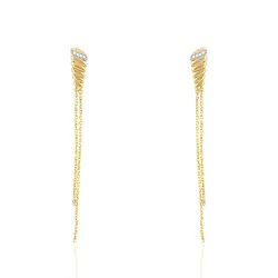 Par de Brincos Trabalhados de Ouro Amarelo com Diamantes