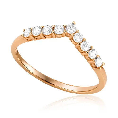 Meia Aliança de Ouro Rose com Diamantes totalizando 20 pts.