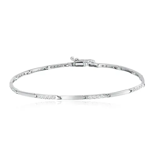 Pulseira de Ouro Branco com Diamantes totalizando 32 pts.