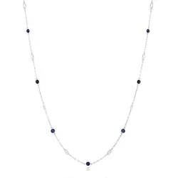 Corrente Elos Cartier de Ouro Branco com Safiras totalizando 1,20 Cts.