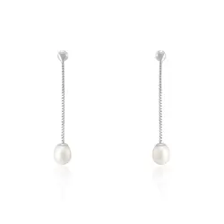 Par de Brincos com Pérolas, em Ouro Branco