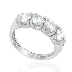 Meia Aliança de Ouro Branco com 4 Diamantes totalizando 2,0 Cts.