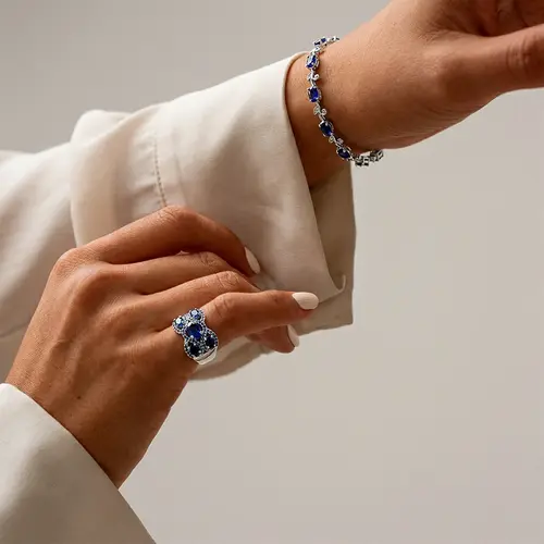 Pulseira de Prata com Safiras