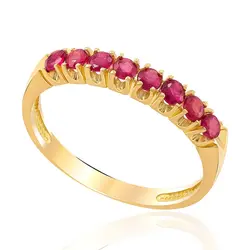 Meia Aliança de Ouro Amarelo com 8 Rubis