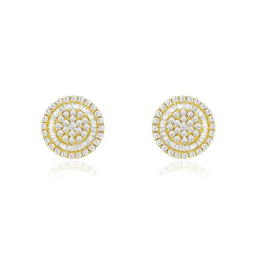 Par de Brincos de Ouro Amarelo com Diamantes totalizando 1,76 Cts.