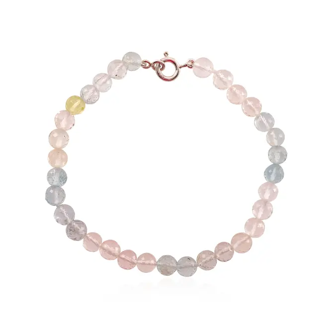 Pulseira com mix de Gemas e Fecho em Prata