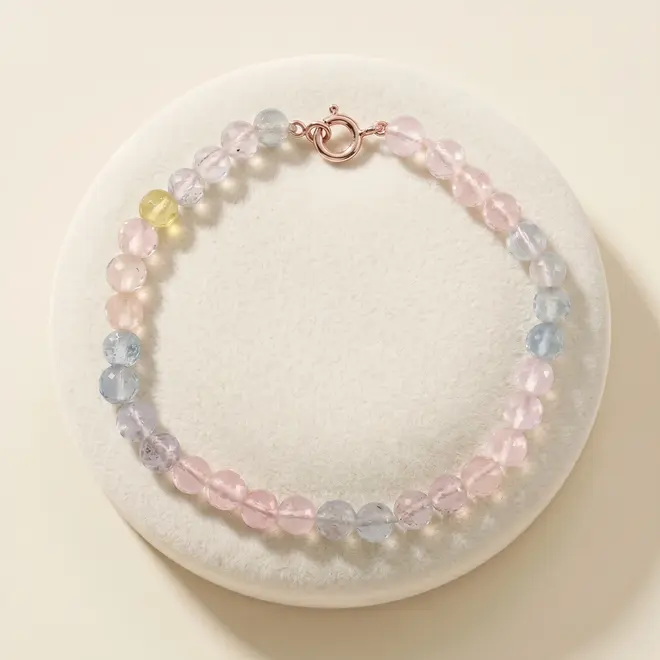 Pulseira com mix de Gemas e Fecho em Prata