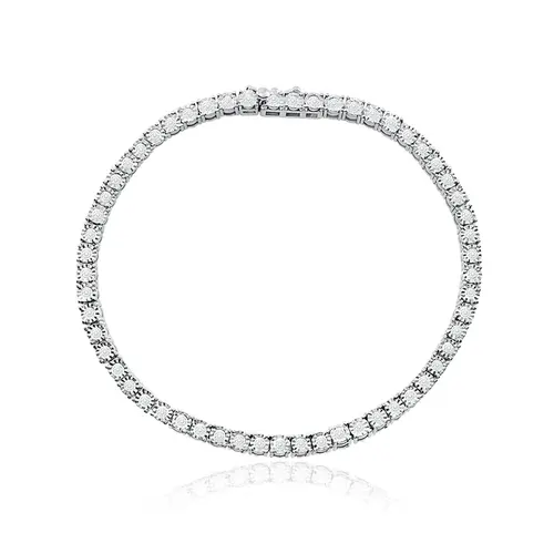 Pulseira de Ouro Branco com Diamantes totalizando 1,0 Ct.